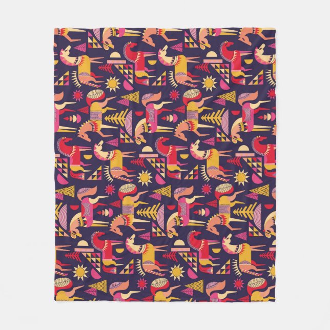 Skandinaviska hästar: Dekorativ sömlös design Fleecefilt (Framsidan)