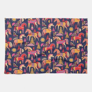 Skandinaviska hästar: Dekorativ sömlös design Kökshandduk