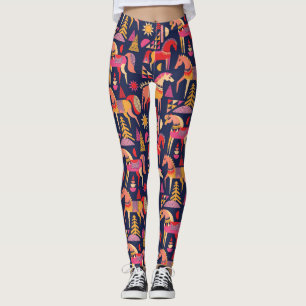 Skandinaviska hästar: Dekorativ sömlös design Leggings