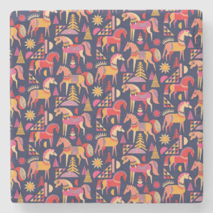 Skandinaviska hästar: Dekorativ sömlös design Stenunderlägg