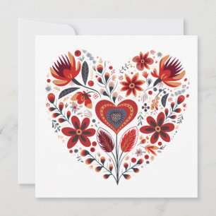 Skandinaviska Hjärtformade Valentineser Julkort