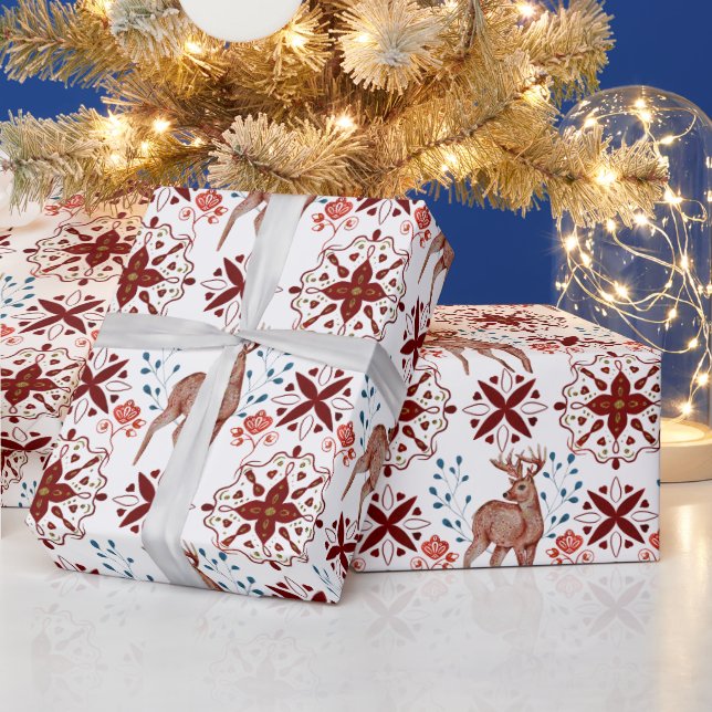Skandinaviska Hjorten och Kalejdoskop Mönster Presentpapper (Helgdagar)