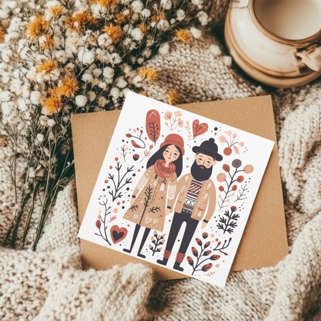 Skandinaviska Hund Puppy Älskare Heart-Valentinese Julkort (Skapare uppladdad)