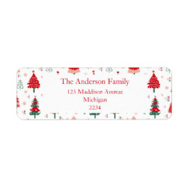 Skandinaviska Julafton Träd Mönster - helgjul Returadress Etikett