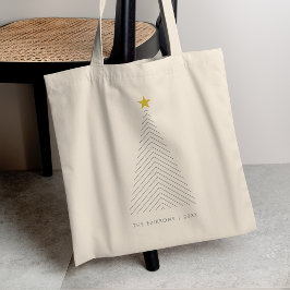 Skandinaviska Julgran | Minimalistisk Guld Star Tygkasse