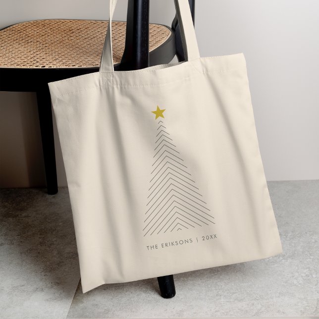 Skandinaviska Julgran | Minimalistisk Guld Star Tygkasse (Skapare uppladdad)