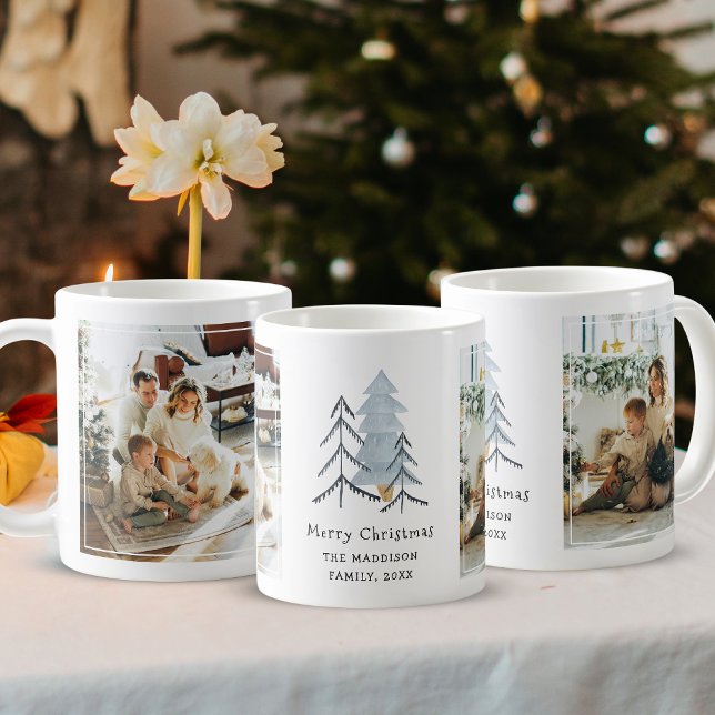 Skandinaviska julgranar Anpassade familjebilder Kaffemugg (Skapare uppladdad)