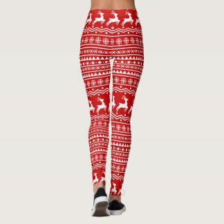 Skandinaviska julrenar snöflingor röda leggings