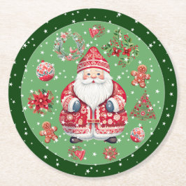 Skandinaviska Jultomten Grönt Underlägg Papper Rund