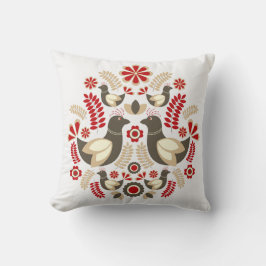 Skandinaviska konstfåglar och blommor norrut kudde