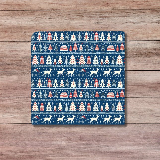 Skandinaviska marinblå julrenar Norden Kakelplatta (Scandinavian Navy Blue Christmas Reindeer Nordic Ceramic Tile)