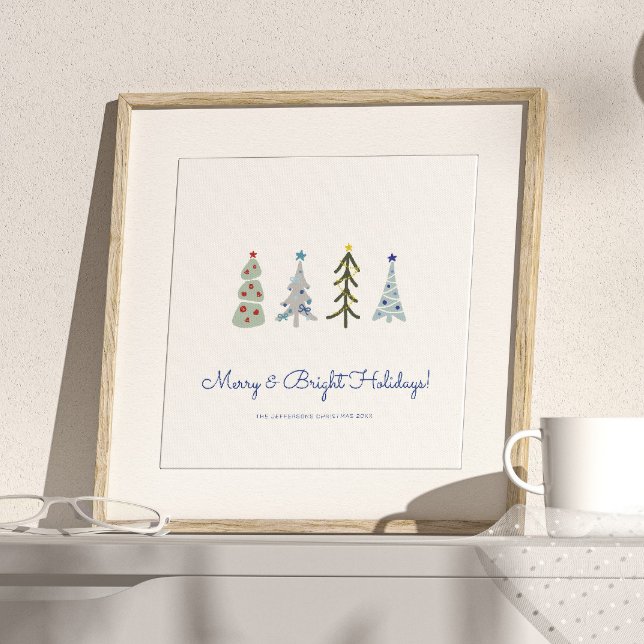 Skandinaviska minimalistiska Julgranar Fototryck (Custom Scandinavian minimalist christmas trees photo print with your text)