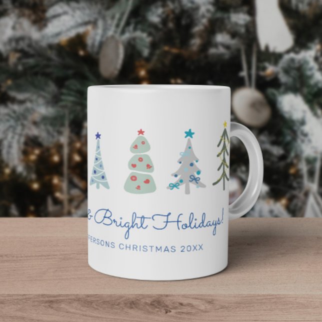 Skandinaviska minimalistiska Julgranar Kaffemugg (Hand-drawn Custom Scandinavian Christmas tress mug with your text)