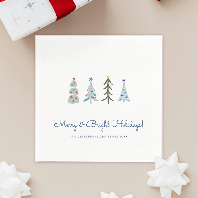 Skandinaviska minimalistiska Julgranar Pappersservett (Custom Scandinavnian Christmas napkin with your text for personalized Christmas party)