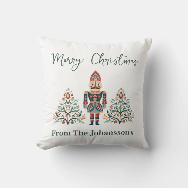 Skandinaviska Nutcracker - Anpassat namn jul Kudde (Framsida)