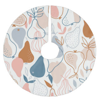 Skandinaviska päronutskrift: Vintage Fruit Mönster Julgransmatta Borstad Polyester