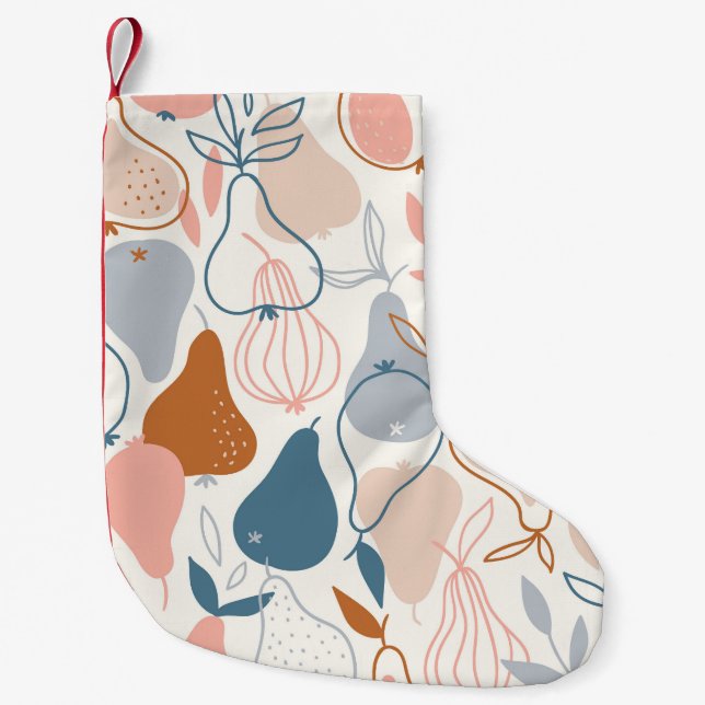 Skandinaviska päronutskrift: Vintage Fruit Mönster Liten Julstrumpa (Framsidan)