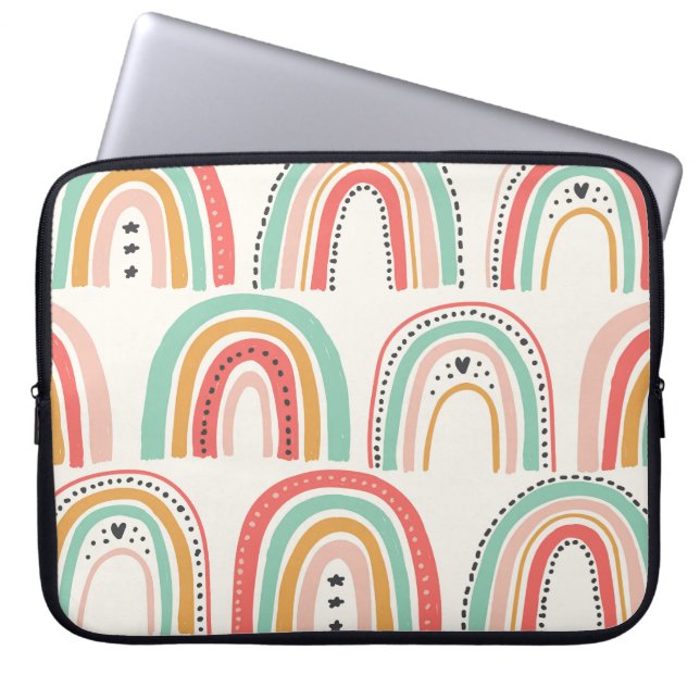 Skandinaviska regnbågar: Naive Art Mönster. Laptop Fodral (Framsidan)