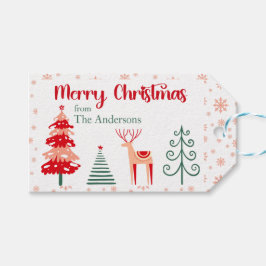Skandinaviska renar Festive Träd God jul Presentetikett