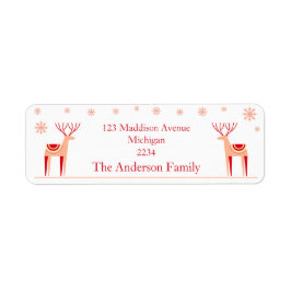 Skandinaviska renar med Snöflingor jul Returadress Etikett