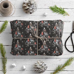 Skandinaviska renar Träd (Snowflake Black) Presentpapper