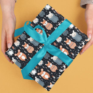 Skandinaviska skogs djur jul vinter presentpapper