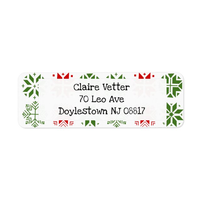 Skandinaviska Snöflingor Returadress Etikett (Framsidan)