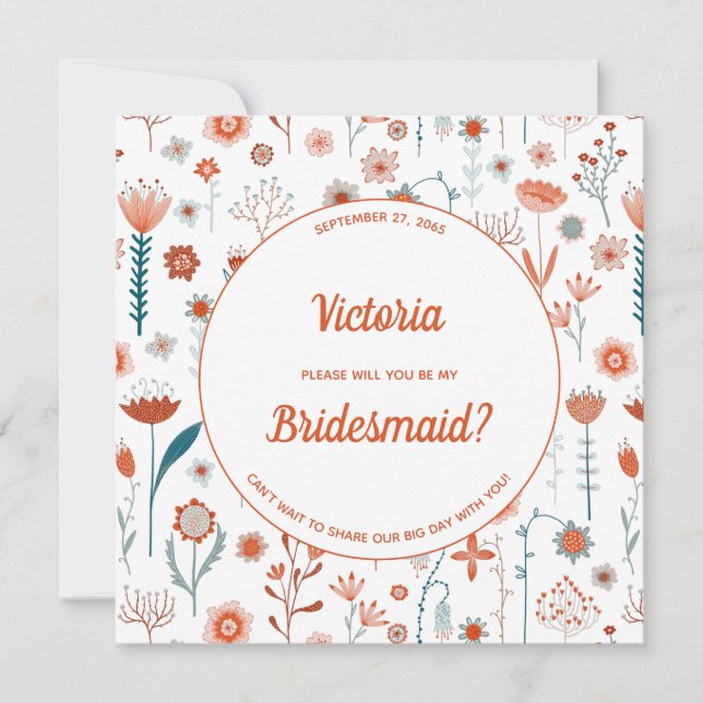 Skandinaviska sommarblommor är min bridesmaid inbjudningar (Framsida)