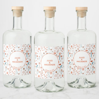 Skandinaviska sommarblommor Modern Boho Spritflaskor Etikett