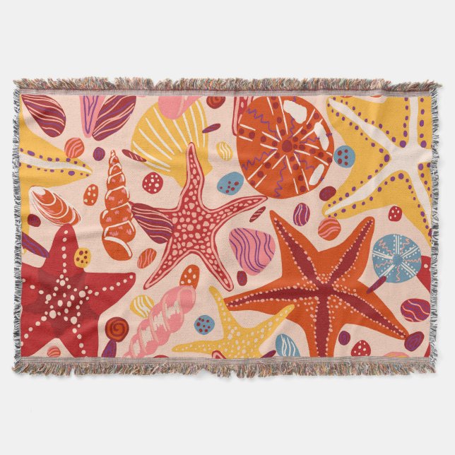 Skandinaviska sommarhavet: Starfish Mönster Filt (Framsidan)