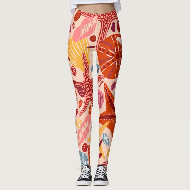 Skandinaviska sommarhavet: Starfish Mönster Leggings (Framsida)