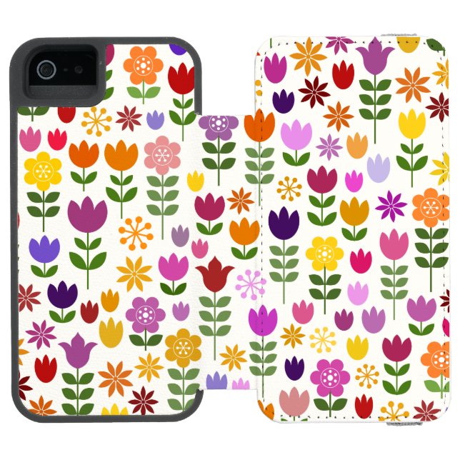 Skandinaviska Stil Flowers Big Mönster Incipio iPhone Wallet Skal (Folio Öppen)