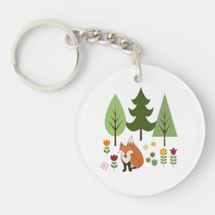 Skandinaviska Stil Fox Flowers Träd Illustration