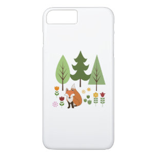 Skandinaviska Stil Fox Flowers Träd Illustration