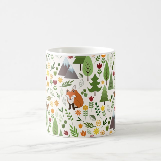 Skandinaviska Stil Illustrationer på Cream Mönster Kaffemugg (Center)
