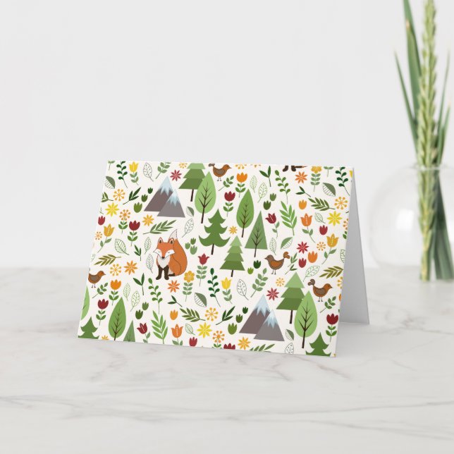 Skandinaviska Stil Illustrationer på Cream Mönster Kort (Framsida)