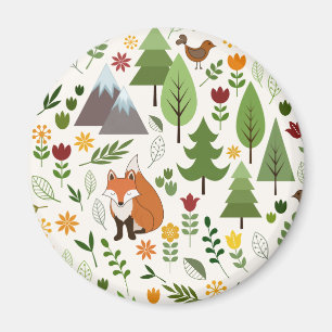 Skandinaviska Stil Illustrationer på Cream Mönster Magnet