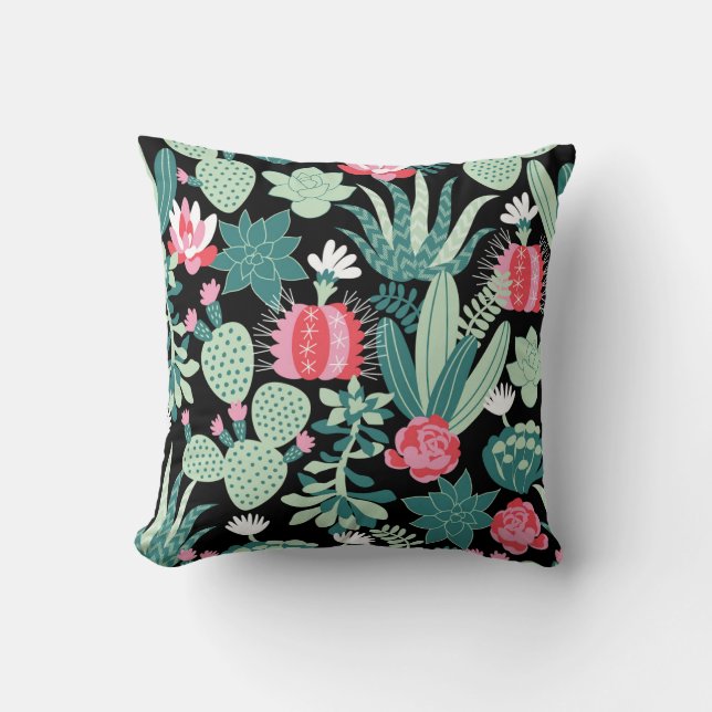Skandinaviska Stil Succulents Seamless Mönster Kudde (Framsida)