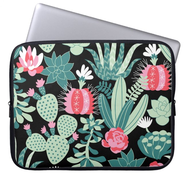 Skandinaviska Stil Succulents Seamless Mönster Laptop Fodral (Framsidan)