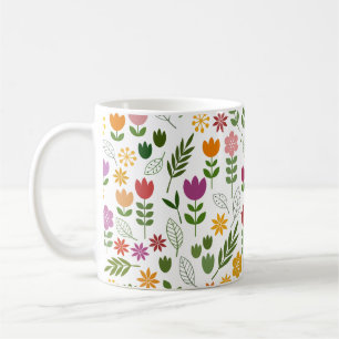 Skandinaviska stilfloror & stort mönster för Fau Kaffemugg