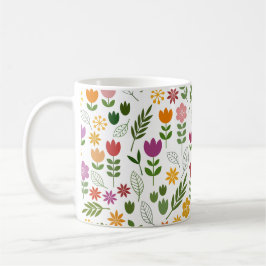 Skandinaviska stilfloror & stort mönster för Fauna Kaffemugg