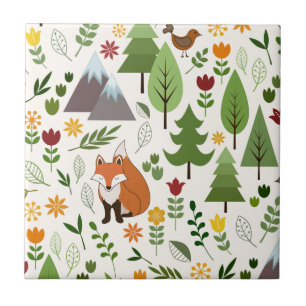 Skandinaviska stilillustrationer på kräm kakelplatta