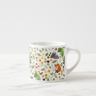 Skandinaviska stilillustrationer på kräm- mönst espressomugg