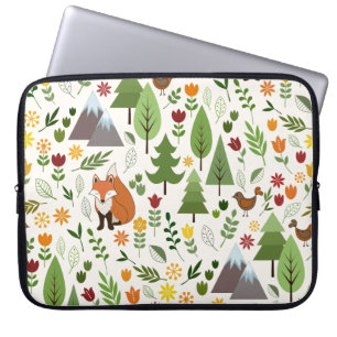 Skandinaviska stilillustrationer på kräm- mönst laptop fodral