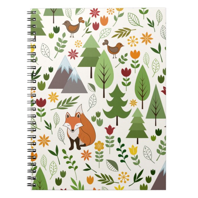 Skandinaviska stilillustrationer på kräm- mönster anteckningsbok (Framsidan)