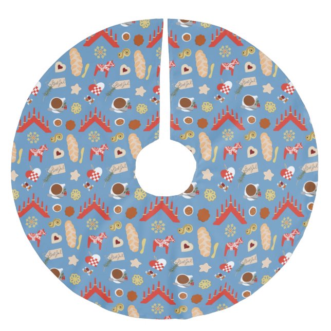 Skandinaviska/svenska julpastor julgransmatta borstad polyester (Framsidan)