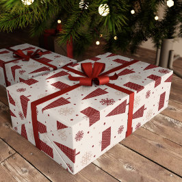 Skandinaviska Träd och Snöflingor vinterjul Presentpapper