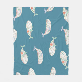 Skandinaviska valar, havsdjur mönster fleecefilt