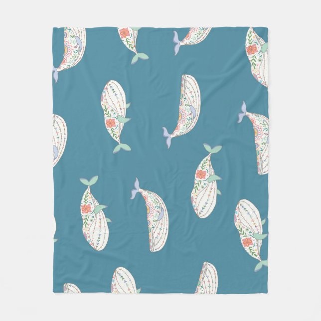 Skandinaviska valar, havsdjur mönster fleecefilt (Framsidan)