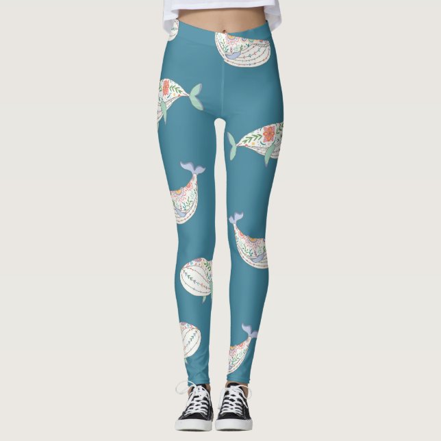Skandinaviska valar, havsdjur mönster leggings (Framsida)